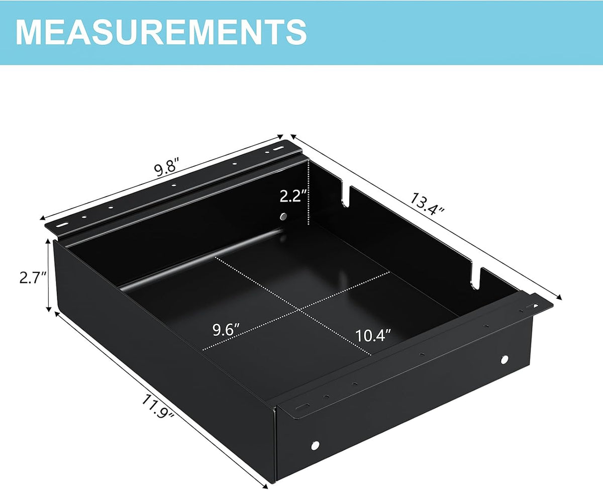 Under Desk Drawer,20.1 inch Carbon Steel Slide-Out Under Table Storage Organizer With Full Extension Ball-Bearing Slides,Undermount Drawer For Standing Desk & Home Office,Black