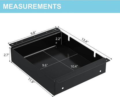 Under Desk Drawer,20.1 inch Carbon Steel Slide-Out Under Table Storage Organizer With Full Extension Ball-Bearing Slides,Undermount Drawer For Standing Desk & Home Office,Black