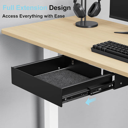 Under Desk Drawer,20.1 inch Carbon Steel Slide-Out Under Table Storage Organizer With Full Extension Ball-Bearing Slides,Undermount Drawer For Standing Desk & Home Office,Black