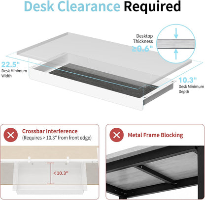 Under Desk Drawer,20.1 inch Carbon Steel Slide-Out Under Table Storage Organizer With Full Extension Ball-Bearing Slides,Undermount Drawer For Standing Desk & Home Office,Black