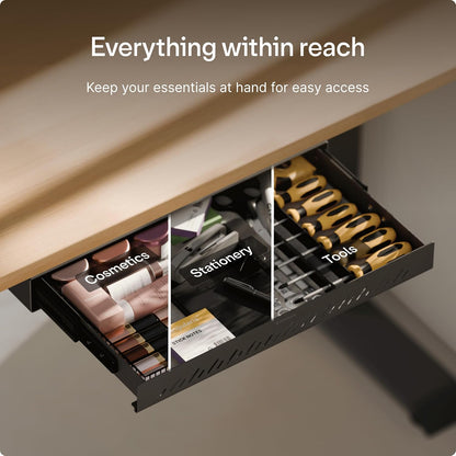 Under Desk Drawer — Hidden Under-Desk Storage Organizer, Easy Install, Large Capacity Metal Sliding Drawer for Home Office, Standing Desk & Workstation (Black)