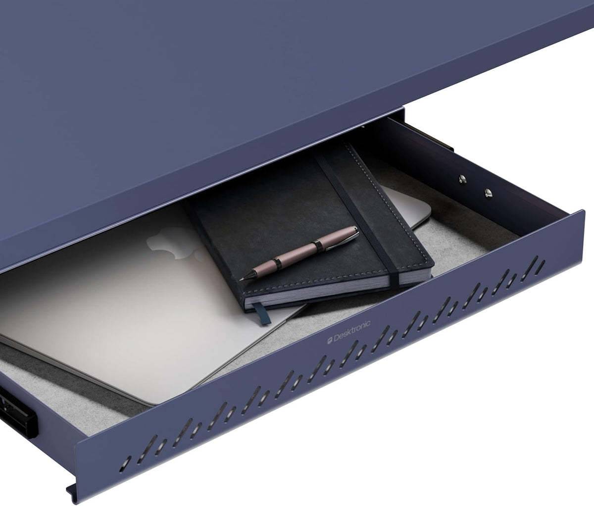 Under Desk Drawer — Hidden Under-Desk Storage Organizer, Easy Install, Large Capacity Metal Sliding Drawer for Home Office, Standing Desk & Workstation (Black)