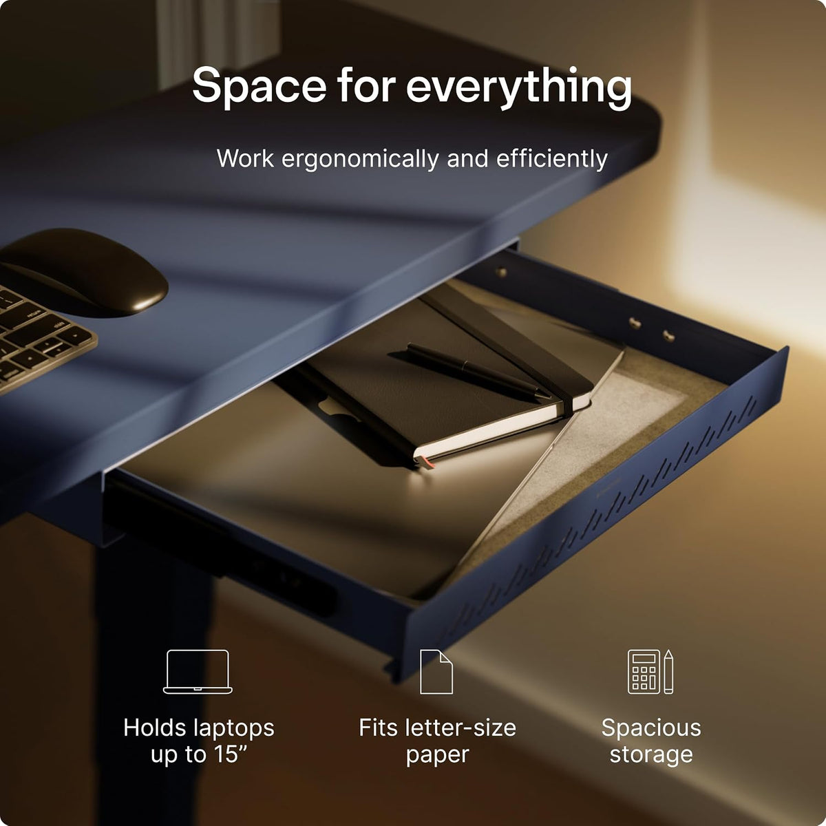 Under Desk Drawer — Hidden Under-Desk Storage Organizer, Easy Install, Large Capacity Metal Sliding Drawer for Home Office, Standing Desk & Workstation (Black)