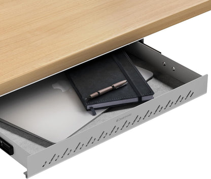 Under Desk Drawer — Hidden Under-Desk Storage Organizer, Easy Install, Large Capacity Metal Sliding Drawer for Home Office, Standing Desk & Workstation (Black)