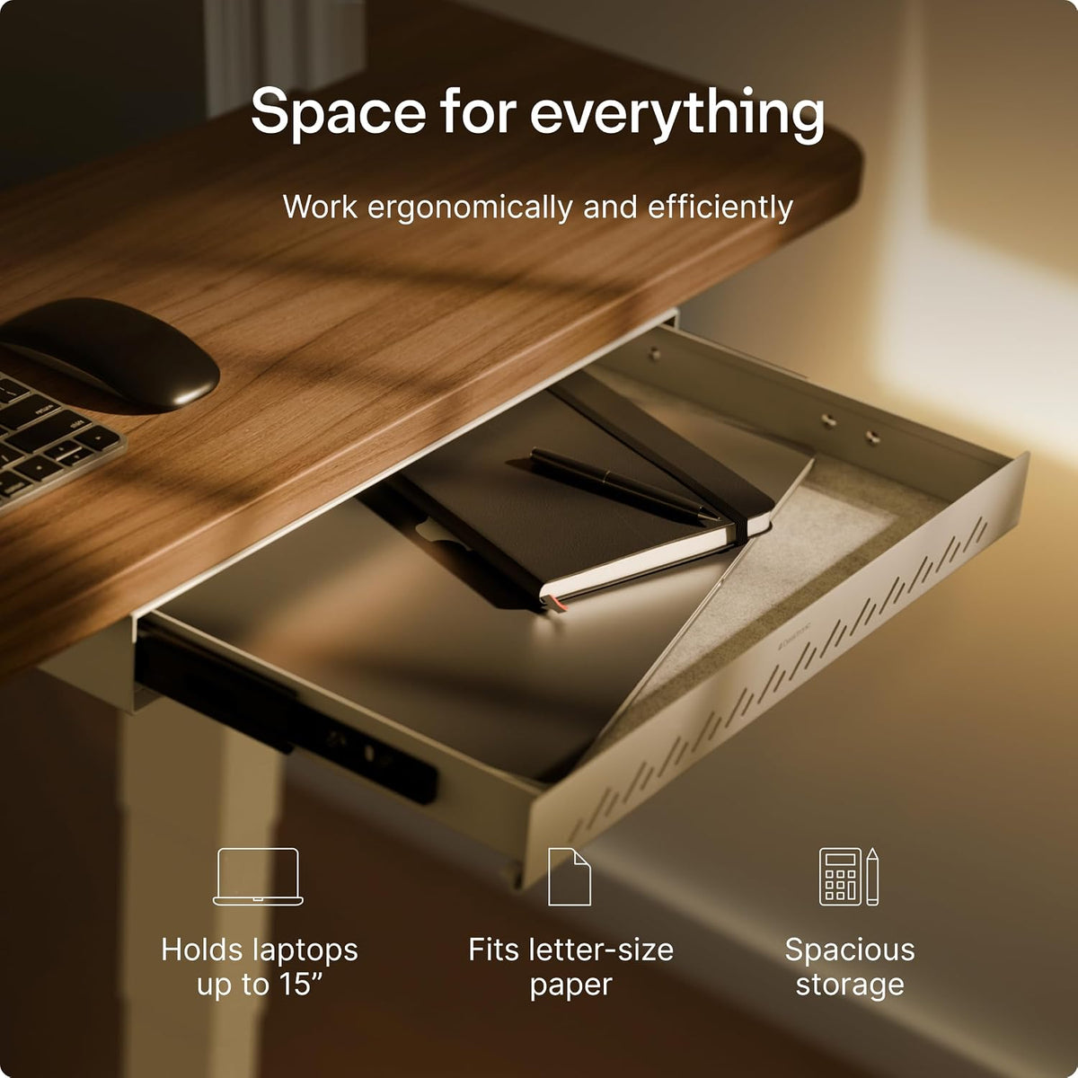Under Desk Drawer — Hidden Under-Desk Storage Organizer, Easy Install, Large Capacity Metal Sliding Drawer for Home Office, Standing Desk & Workstation (Black)