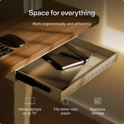 Under Desk Drawer — Hidden Under-Desk Storage Organizer, Easy Install, Large Capacity Metal Sliding Drawer for Home Office, Standing Desk & Workstation (Black)