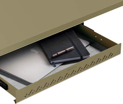 Under Desk Drawer — Hidden Under-Desk Storage Organizer, Easy Install, Large Capacity Metal Sliding Drawer for Home Office, Standing Desk & Workstation (Black)