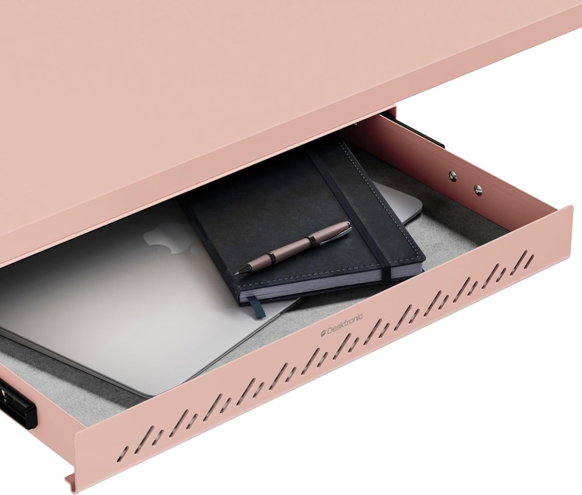 Under Desk Drawer — Hidden Under-Desk Storage Organizer, Easy Install, Large Capacity Metal Sliding Drawer for Home Office, Standing Desk & Workstation (Black)