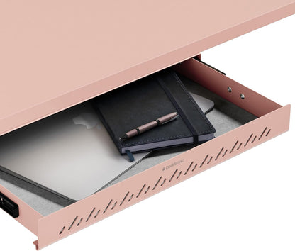 Under Desk Drawer — Hidden Under-Desk Storage Organizer, Easy Install, Large Capacity Metal Sliding Drawer for Home Office, Standing Desk & Workstation (Black)