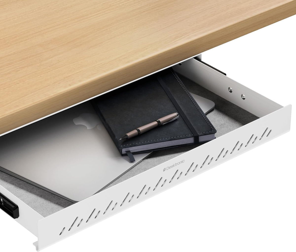 Under Desk Drawer — Hidden Under-Desk Storage Organizer, Easy Install, Large Capacity Metal Sliding Drawer for Home Office, Standing Desk & Workstation (Black)