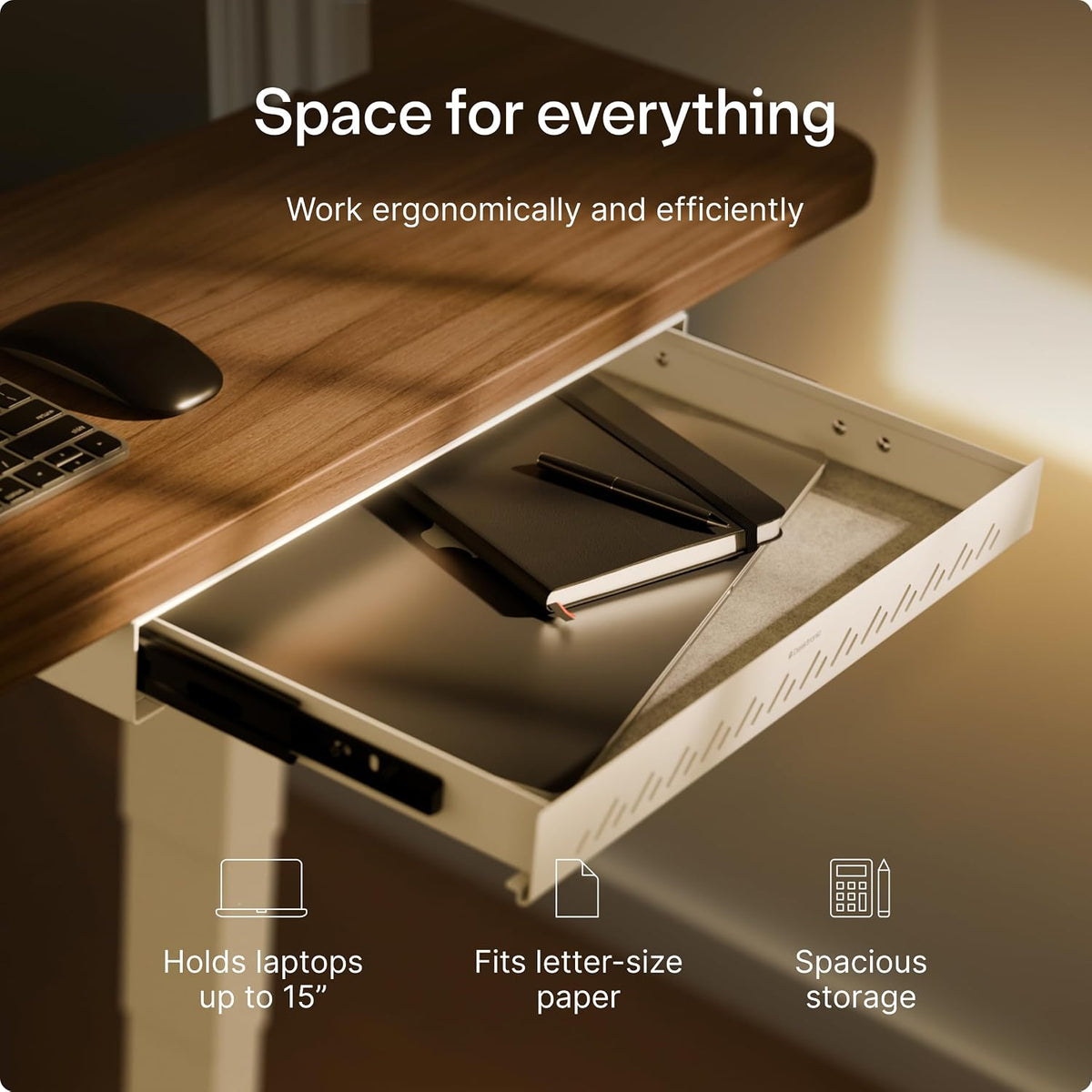 Under Desk Drawer — Hidden Under-Desk Storage Organizer, Easy Install, Large Capacity Metal Sliding Drawer for Home Office, Standing Desk & Workstation (Black)
