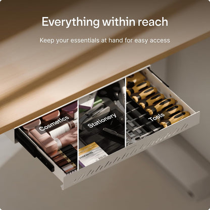 Under Desk Drawer — Hidden Under-Desk Storage Organizer, Easy Install, Large Capacity Metal Sliding Drawer for Home Office, Standing Desk & Workstation (Black)