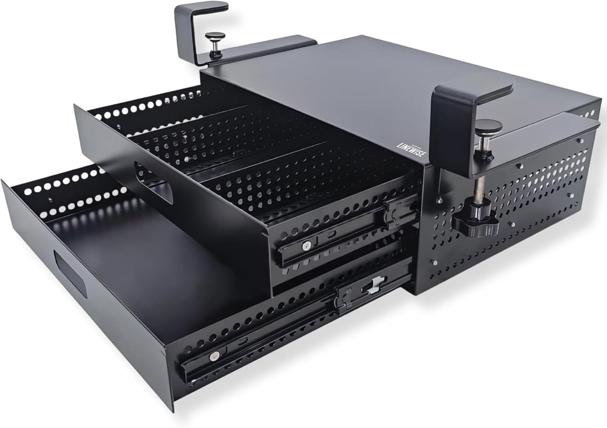 Clamp-On Under Desk Drawer Slide Out - No-Drill Metal Storage
