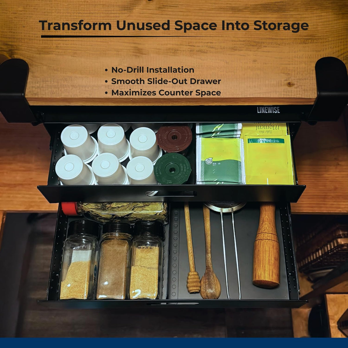Clamp-On Under Desk Drawer Slide Out - No-Drill Metal Storage