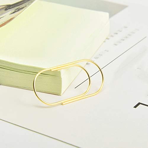Gold Large Paper Clips, 50pcs 50mm/1.97" Oversized Jumbo Wide Planner Giant Paper Clip Non Skid Smooth Finish Steel Wire Office Supply Invitation Accessories (Gold)