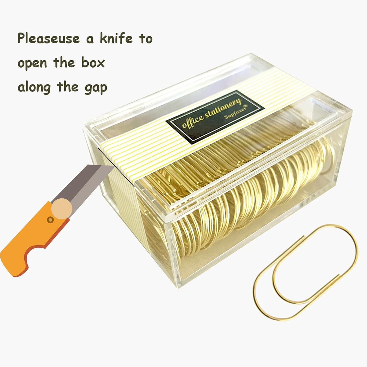 Gold Large Paper Clips, 50pcs 50mm/1.97" Oversized Jumbo Wide Planner Giant Paper Clip Non Skid Smooth Finish Steel Wire Office Supply Invitation Accessories (Gold)