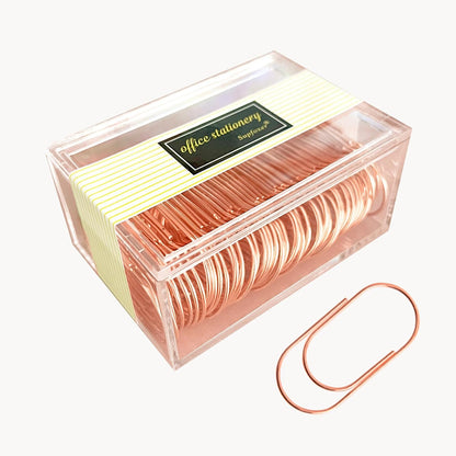 Gold Large Paper Clips, 50pcs 50mm/1.97" Oversized Jumbo Wide Planner Giant Paper Clip Non Skid Smooth Finish Steel Wire Office Supply Invitation Accessories (Gold)