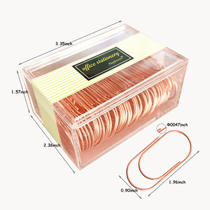 Gold Large Paper Clips, 50pcs 50mm/1.97" Oversized Jumbo Wide Planner Giant Paper Clip Non Skid Smooth Finish Steel Wire Office Supply Invitation Accessories (Gold)