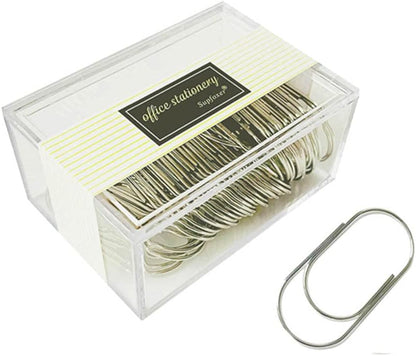 Gold Large Paper Clips, 50pcs 50mm/1.97" Oversized Jumbo Wide Planner Giant Paper Clip Non Skid Smooth Finish Steel Wire Office Supply Invitation Accessories (Gold)