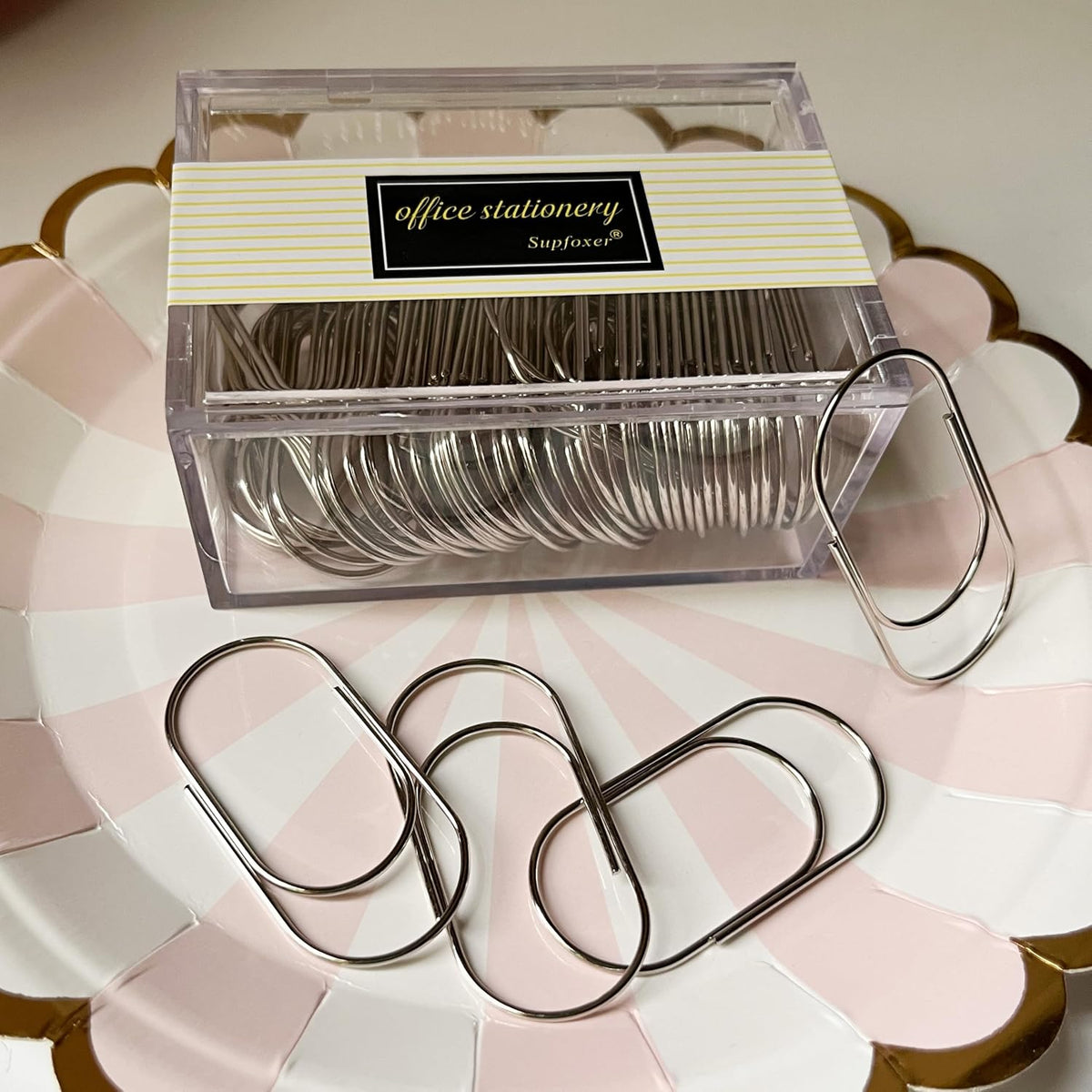 Gold Large Paper Clips, 50pcs 50mm/1.97" Oversized Jumbo Wide Planner Giant Paper Clip Non Skid Smooth Finish Steel Wire Office Supply Invitation Accessories (Gold)