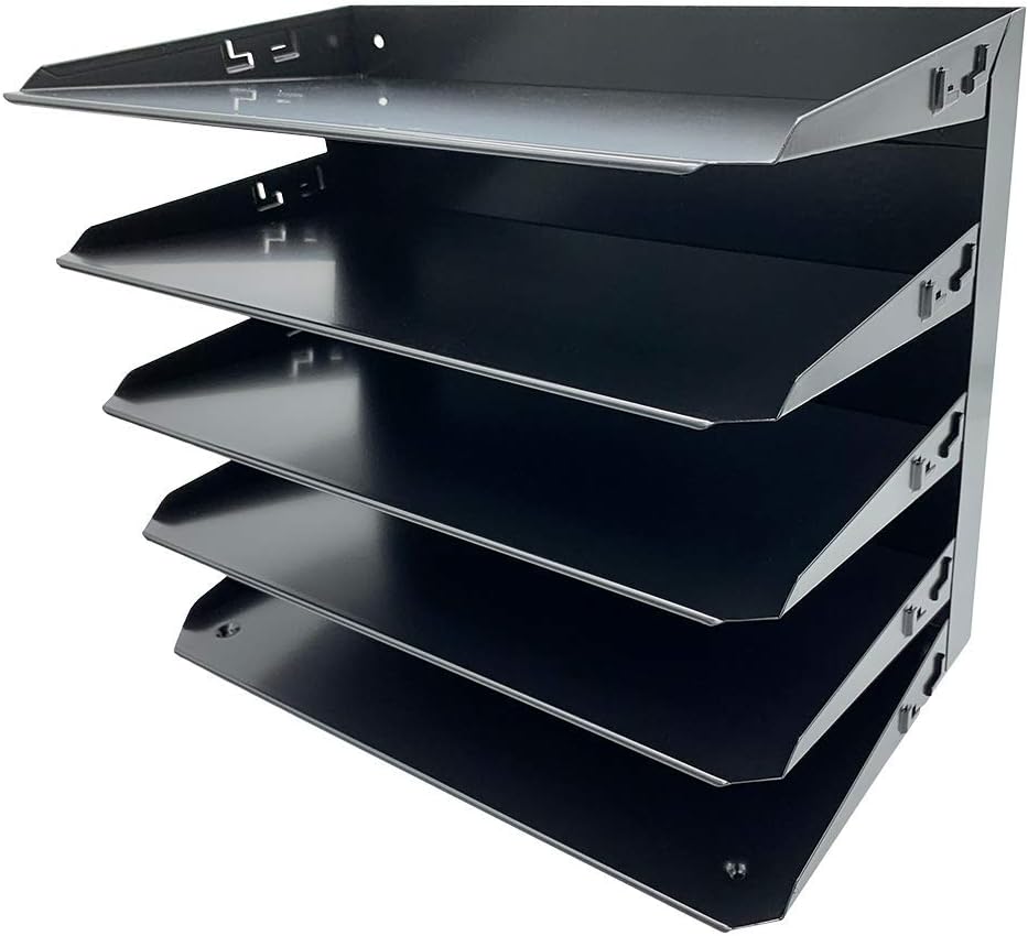 Desktop Horizontal 5-Slot Legal File Binder Organizer Storage Letter Tray, Black Commercial Grade Steel