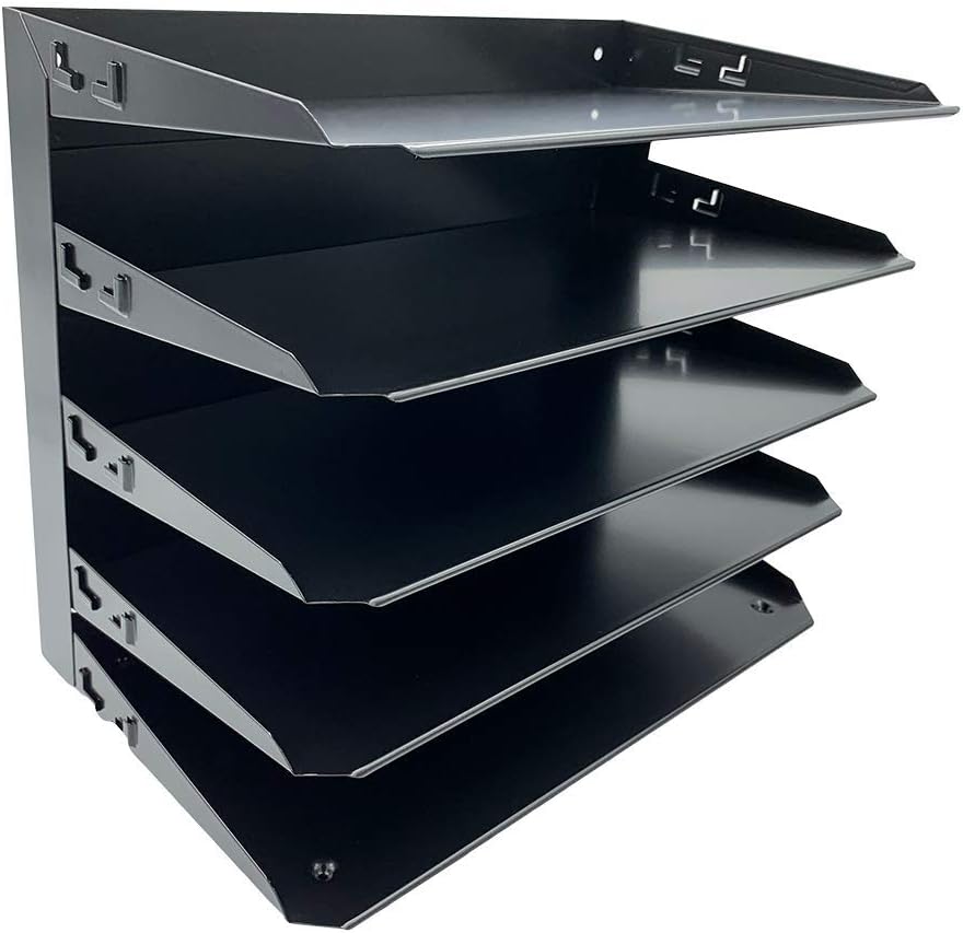 Desktop Horizontal 5-Slot Legal File Binder Organizer Storage Letter Tray, Black Commercial Grade Steel