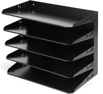 Desktop Horizontal 5-Slot Legal File Binder Organizer Storage Letter Tray, Black Commercial Grade Steel
