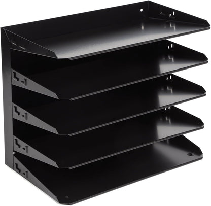 Desktop Horizontal 5-Slot Legal File Binder Organizer Storage Letter Tray, Black Commercial Grade Steel