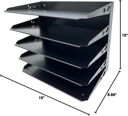 Desktop Horizontal 5-Slot Legal File Binder Organizer Storage Letter Tray, Black Commercial Grade Steel