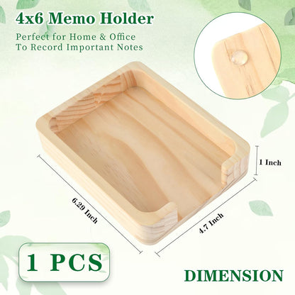 4x6 Memo Holder Desk Memo Pad Holder for Desk 4x6 Paper Tray Holder Wooden Paper Holder for Desk Note Card Holder Fits 4 x 6 Inches Note Paper (1)