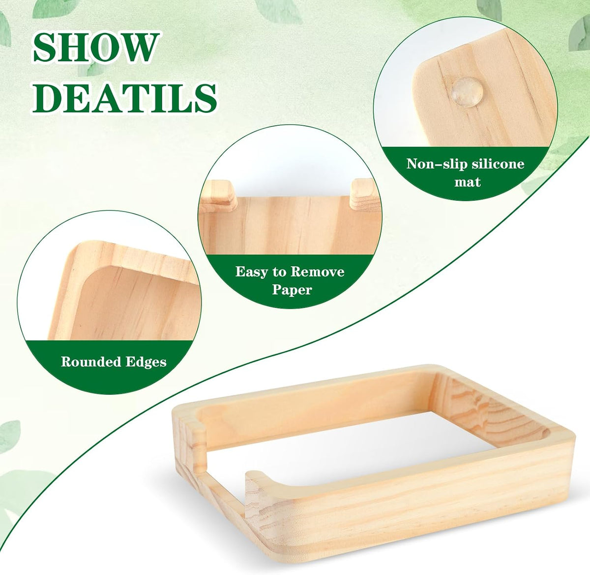 4x6 Memo Holder Desk Memo Pad Holder for Desk 4x6 Paper Tray Holder Wooden Paper Holder for Desk Note Card Holder Fits 4 x 6 Inches Note Paper (1)