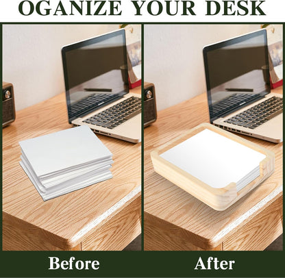 4x6 Memo Holder Desk Memo Pad Holder for Desk 4x6 Paper Tray Holder Wooden Paper Holder for Desk Note Card Holder Fits 4 x 6 Inches Note Paper (1)