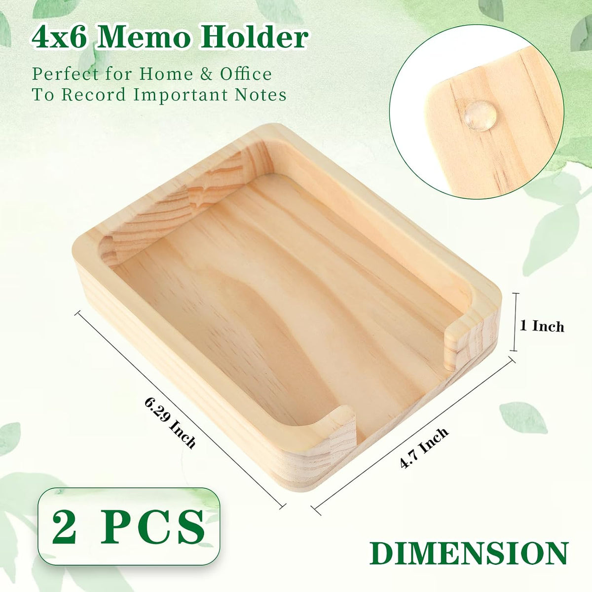 4x6 Memo Holder Desk Memo Pad Holder for Desk 4x6 Paper Tray Holder Wooden Paper Holder for Desk Note Card Holder Fits 4 x 6 Inches Note Paper (1)