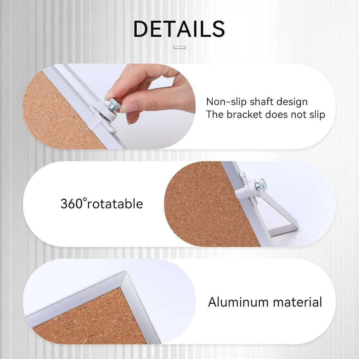 9.8"×9.8" Double Sided Cork Bulletin Board Aluminum Border Stand