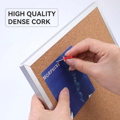 9.8"×9.8" Double Sided Cork Bulletin Board Aluminum Border Stand
