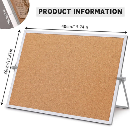 9.8"×9.8" Double Sided Cork Bulletin Board Aluminum Border Stand