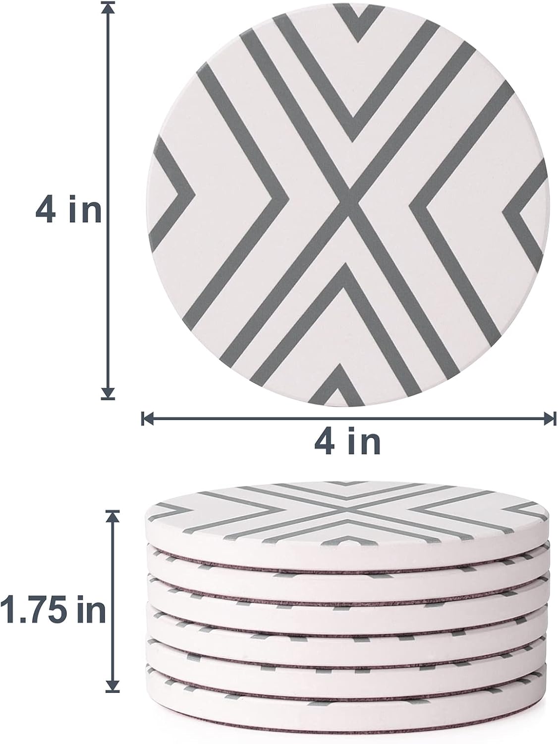 Coasters Set of 6, Coasters for Drinks Absorbent Stone with Holder, Black Marble Style Ceramic Drink Coaster for Tabletop Protection, Coffee Table Decor Ideal for Home Decor House Warming Gifts