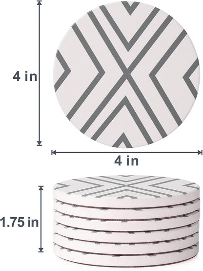 Coasters Set of 6, Coasters for Drinks Absorbent Stone with Holder, Black Marble Style Ceramic Drink Coaster for Tabletop Protection, Coffee Table Decor Ideal for Home Decor House Warming Gifts