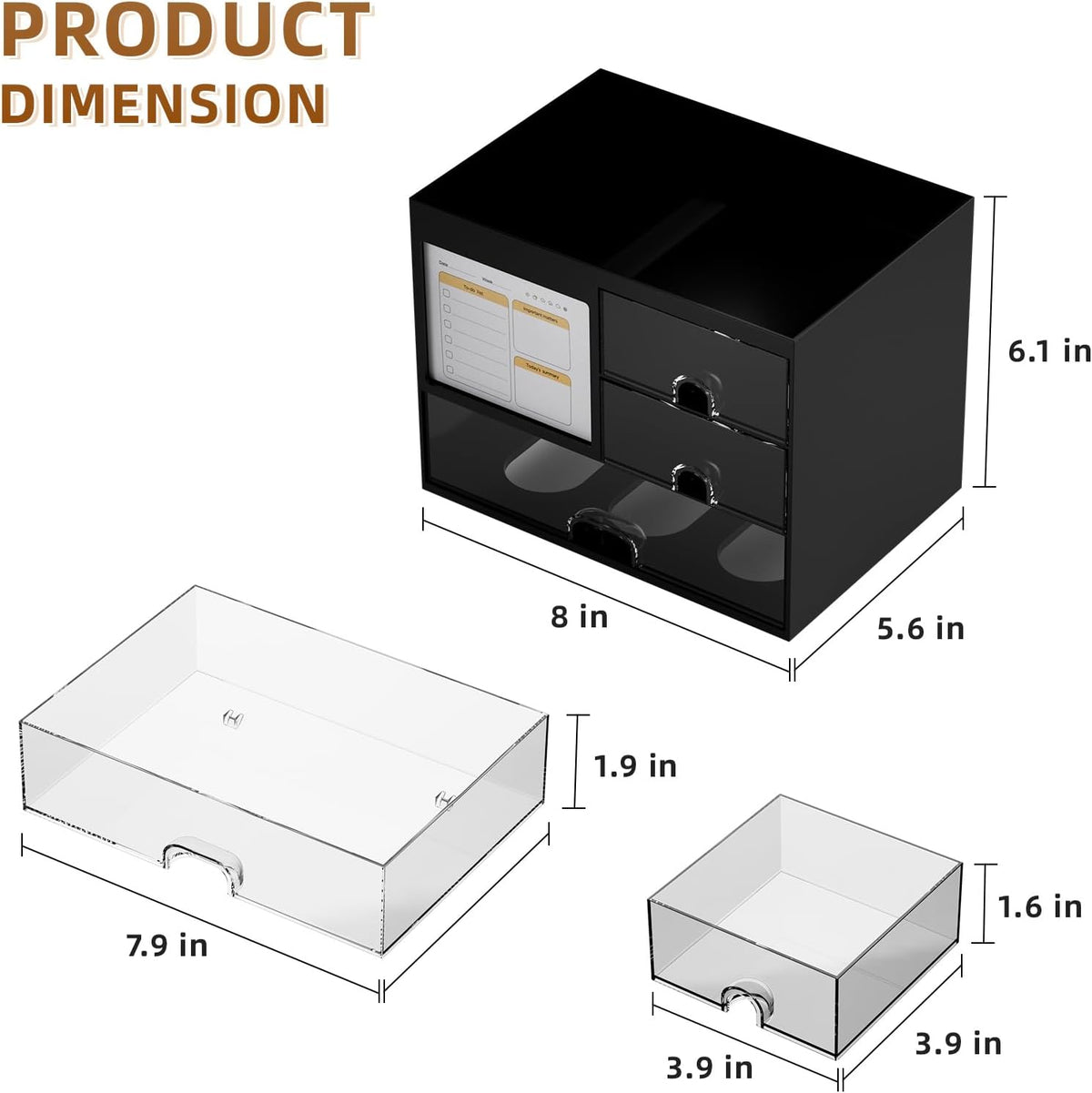 Desk Organizer with 3 Drawer, Multi-Functional Pencil Pen Holder for Desk, Desk Organizers and Accessories with 4 Compartments, Desktop Organizer Storage for Office Home Art Supplies (Black)