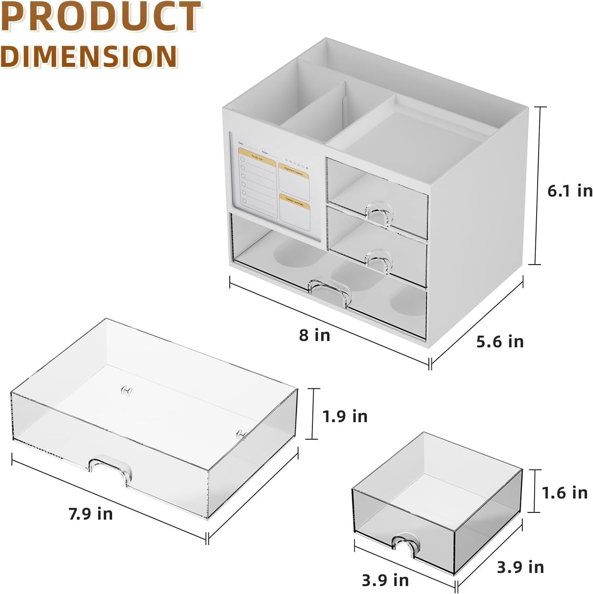 Desk Organizer with 3 Drawer, Multi-Functional Pencil Pen Holder for Desk, Desk Organizers and Accessories with 4 Compartments, Desktop Organizer Storage for Office Home Art Supplies (Black)