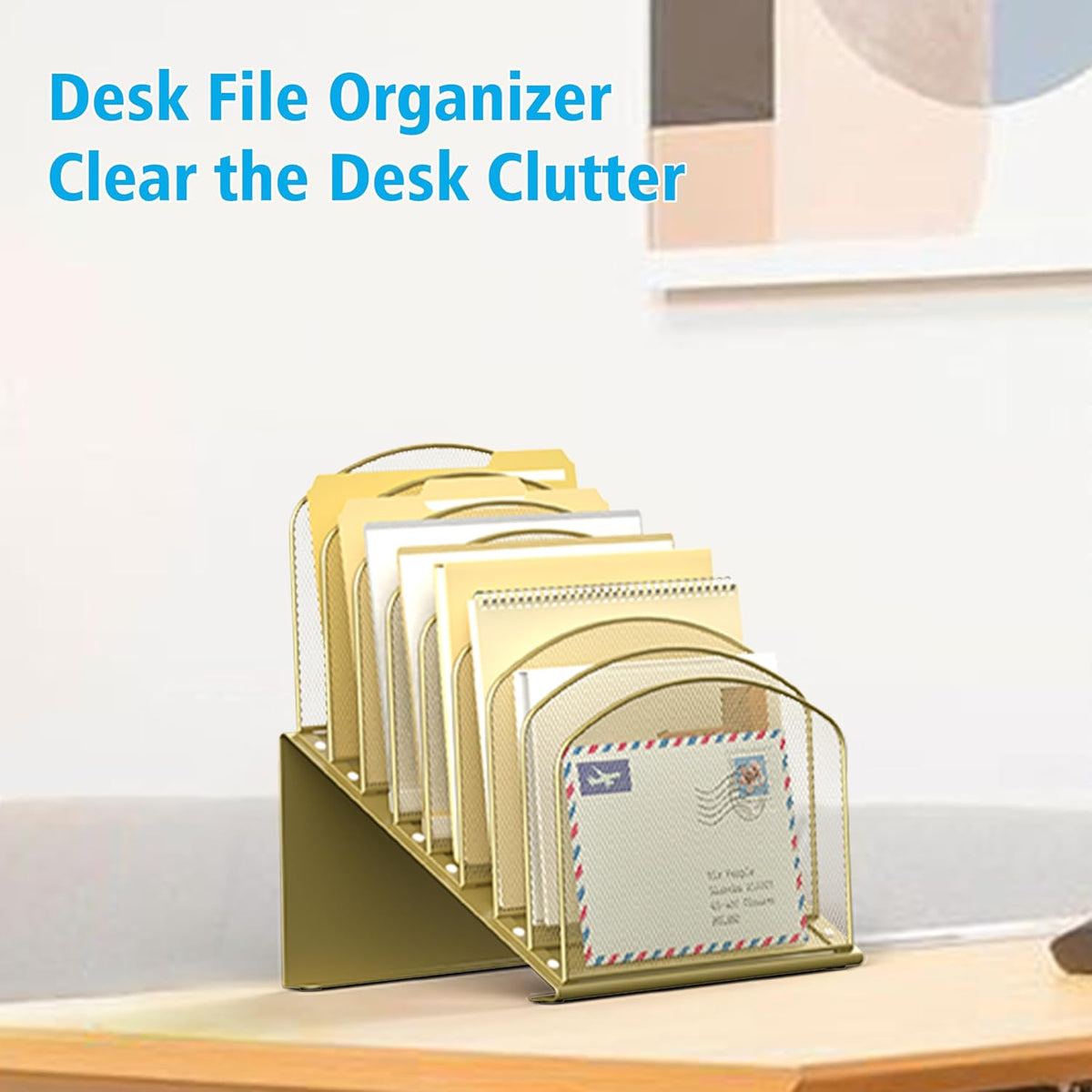 Inclined Desk File Organizer, 8-Section, Black