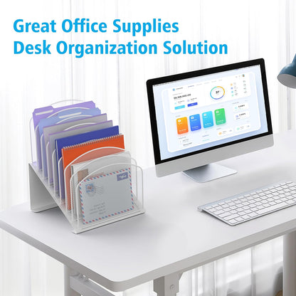 Inclined Desk File Organizer, 8-Section, Black