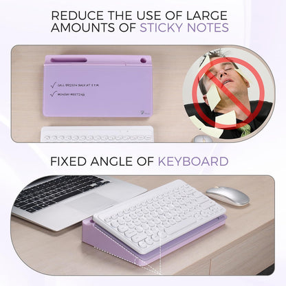 Compact Glass Desktop Whiteboard with Storage 12x7 in, Lavender