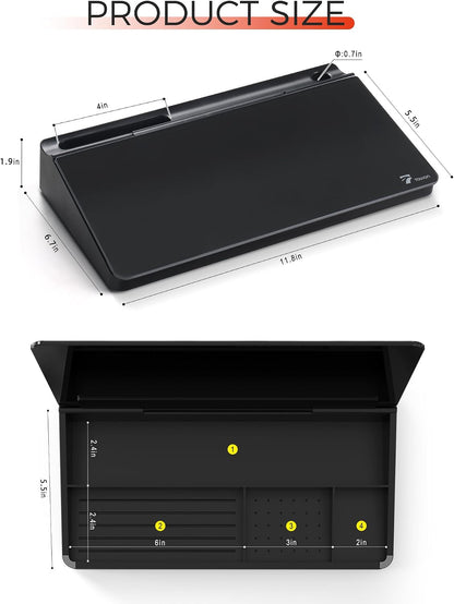 Compact Glass Desktop Whiteboard with Storage 12x7 in, Lavender