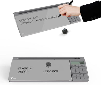 Compact Glass Desktop Whiteboard with Storage 12x7 in, Lavender