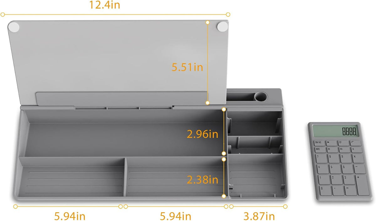Compact Glass Desktop Whiteboard with Storage 12x7 in, Lavender