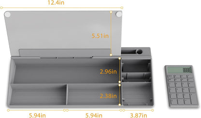 Compact Glass Desktop Whiteboard with Storage 12x7 in, Lavender