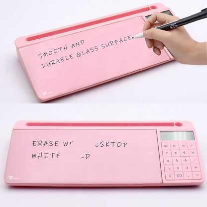 Compact Glass Desktop Whiteboard with Storage 12x7 in, Lavender