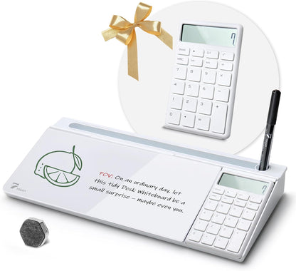 Compact Glass Desktop Whiteboard with Storage 12x7 in, Lavender