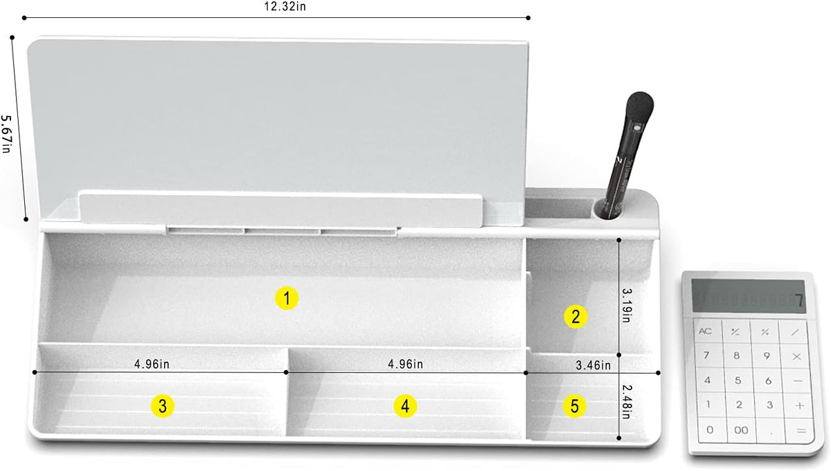 Compact Glass Desktop Whiteboard with Storage 12x7 in, Lavender